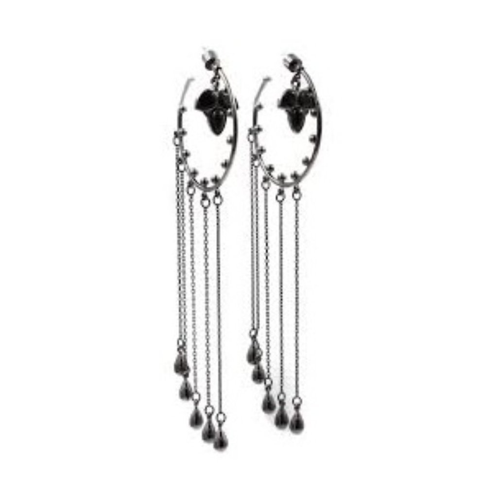 🎁 BCBGeneration Chain Drop Hematite Hoop Earrings